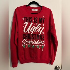 Wound‎ Up Juniors Large This is my Ugly Christmas Sweater Sweatshirt Red Green